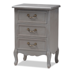 Baxton Studio Capucine Antique French Country Cottage Grey Finished Wood 3-Drawer End Table